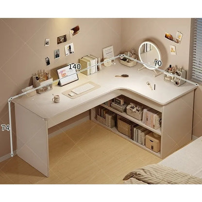 Computer desk Desktop Home bedroom Bookshelf Integrated student learning to write Corner Multifunctional office desk