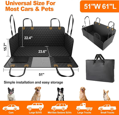 Cat Car Seat Cover for Back Seat,100% Waterproof Scratch Proof Nonslip Seat Cover,600D Heavy Duty Scratch Proof Nonslip Durable