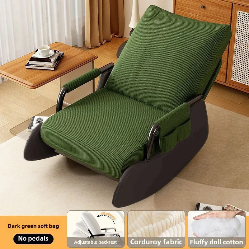 Reclining chair lunch break folding lazy sofa chair adults can sit reclining office nap chair balcony household rocking chair