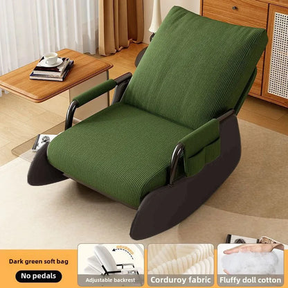 Reclining chair lunch break folding lazy sofa chair adults can sit reclining office nap chair balcony household rocking chair