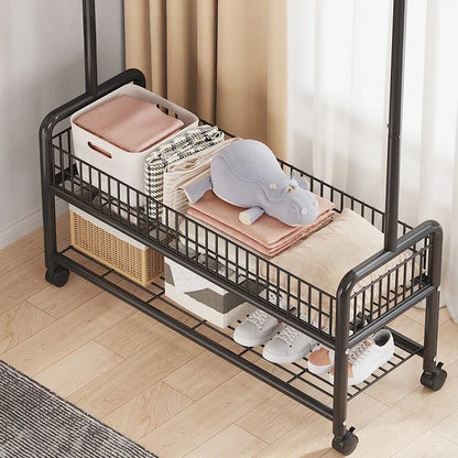 Foldable Standing Coat Rack Clothes Hanger Floor Coat Stand Portable Collapsible Organizer Bedroom Balcony Entryway Hall
