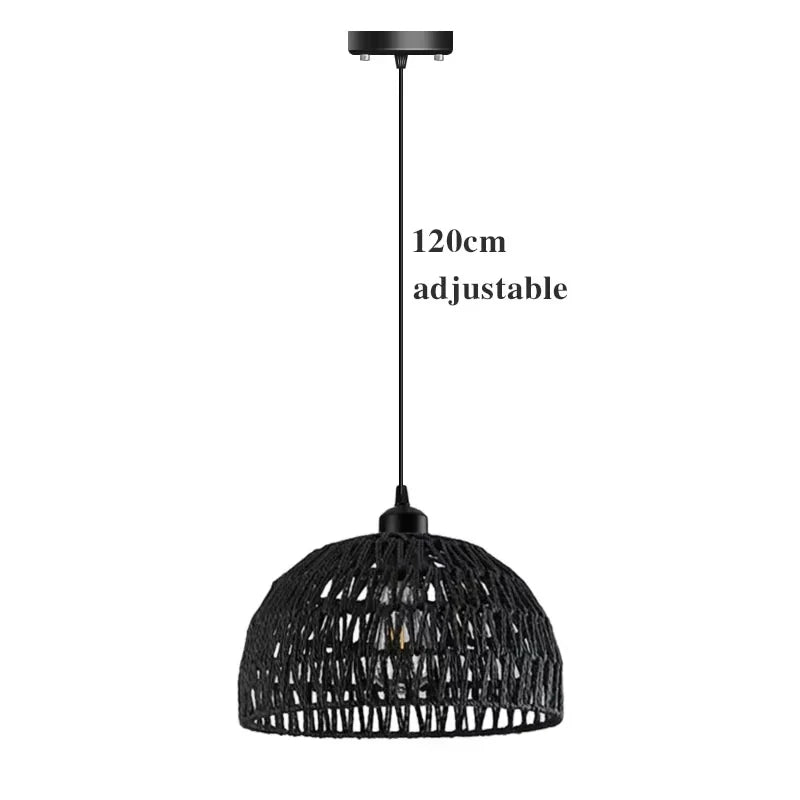 Rattan Chandelier Lampshade Natural Weaved Wicker Pendant Light for Home Restaurant Decor Rattan Hand-Woven Bamboo Lampshade