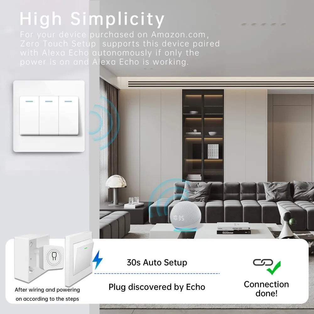 Matter WiFi Smart Switch 16A Smart Home Light Switch Relay Module Voice Control Work with Alexa Google Homekit Smartthings Tuya