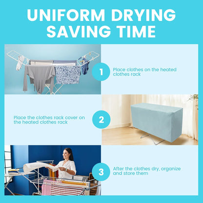 Heated Clothes Airer Drying Cover Polyester Drying Rack Dustproof Cover Foldable Clothes Rack Protective Cover Home Accessories