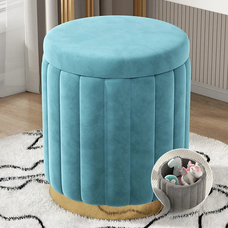 Makeup stool light luxury round stool chair bedroom Internet celebrity storage bench sofa stool dresser stool makeup chair small
