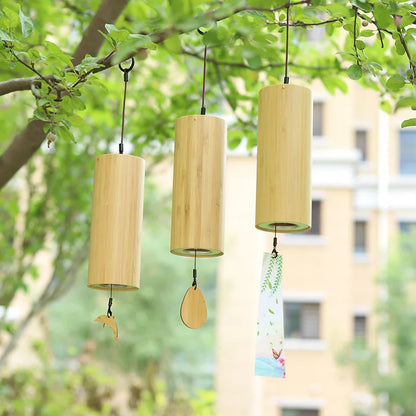 Tuomi Chord Wind Chime Japanese Hand Cranked Wind Chime Retro Bamboo Meditation Sound Healing Bamboo Wind Chime