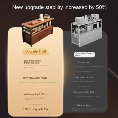 Multifunctional kitchen storage rack, sideboard cabinet, floor-standing wall table, workbench, cookware and bowl storage cabinet