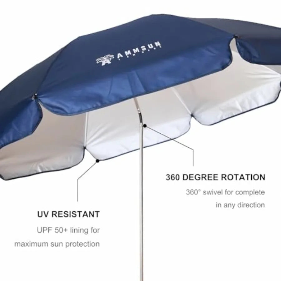 XL Chair Umbrella with Universal Clamp Adjustable 47 Inch and 360-degree Swivel UPF 50+ Portable Clamp on Camping or Beach Chai