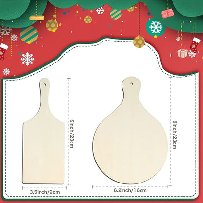3/6/10Pcs Wooden Cutting Board Craft with Handle Wooden Chopping Board Unfinished Round Charcuterie Cheese Boards for Christmas