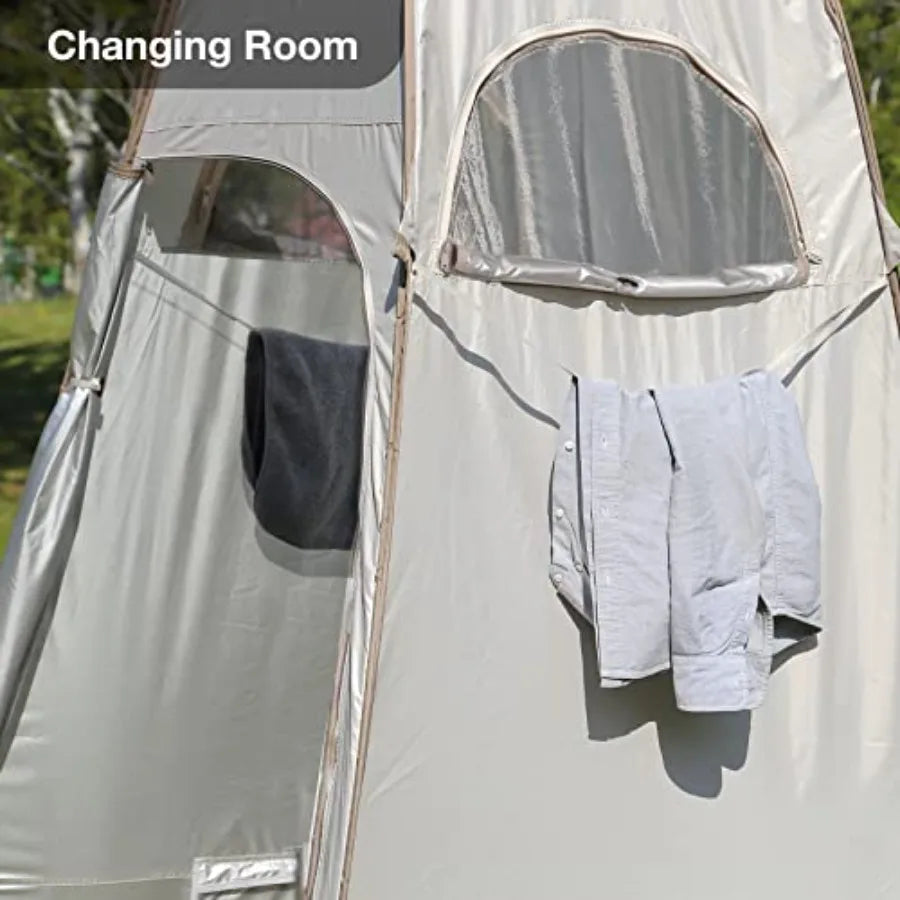 Pop Up Shower Tent with Mesh Window Portable Toilet Privacy Tent 6.9 Feet Removable Rain Cover/UPF 50+