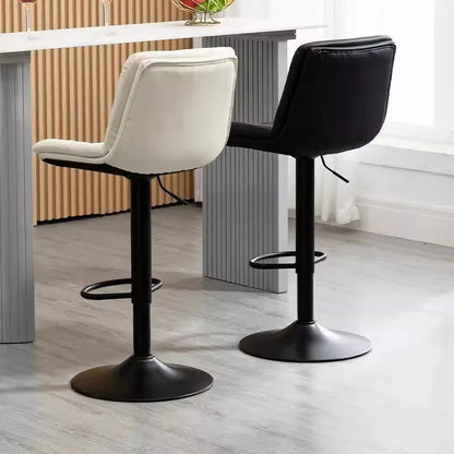 Kitchen Bar Stools, Leather Bar Stools for Kitchen Island, Adjustable Height Breakfast Bar Stools with Back and Footrest, Swivel