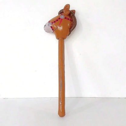 3PCS Inflatable Horsehead Stick, Cute Brown Horsehead Stick, Suitable For Cowboy Themed Birthday Party Decoration
