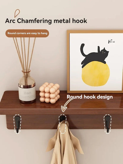 Solid wood clothes hook, multifunctional coat hook on the entrance entrance wall, key hook, wall mounted non perforated row hook