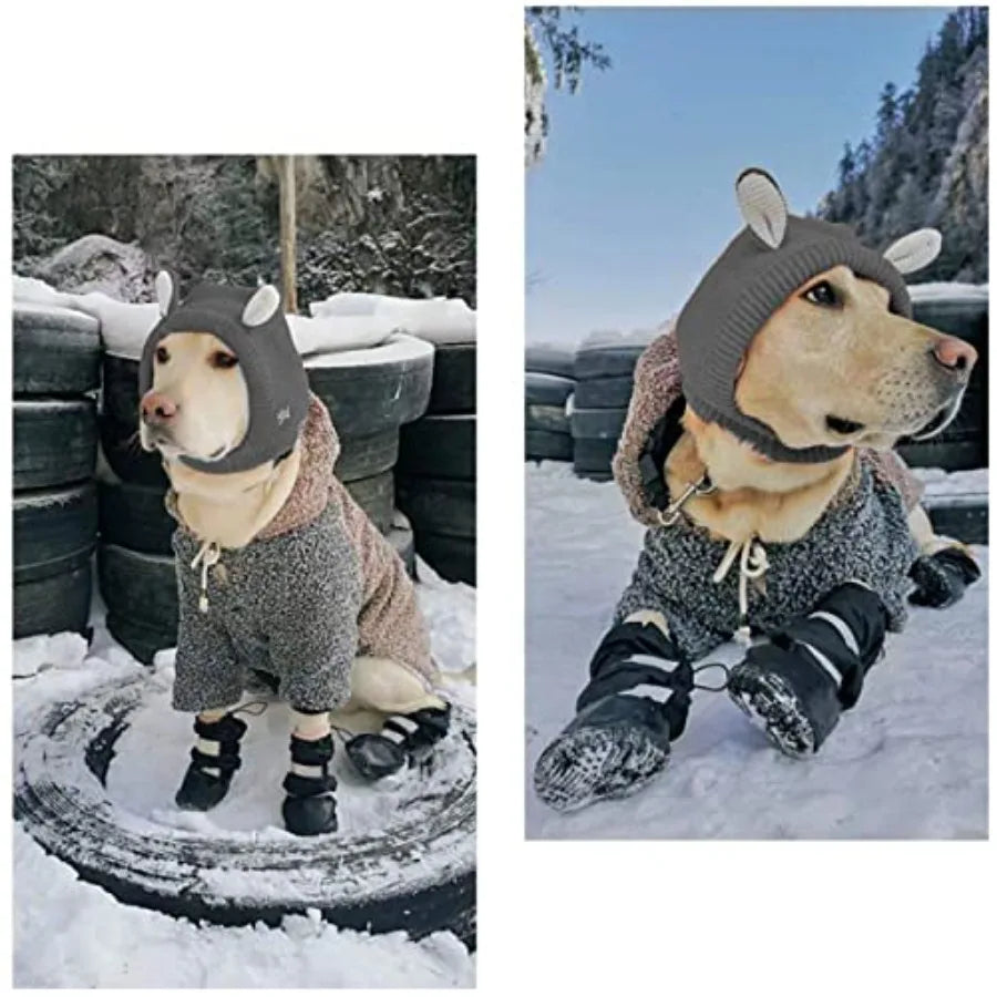 Waterproof Dog Boots for Winter Sw Rainn-Slip Dog Shoes for Medium to Large Dogs Extended Cuff Paw Protectors for Outdoor Walki