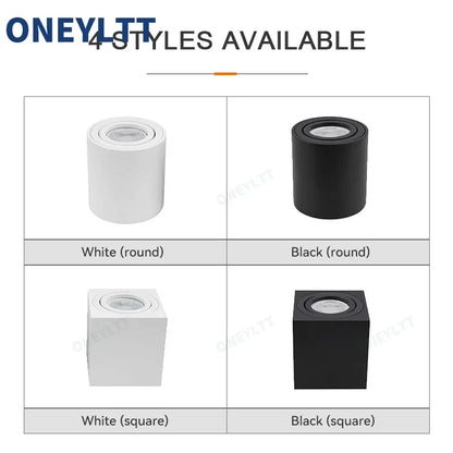Spotlight GU10 Fitting Round LED Surface Mounted Ceiling Spot Light GU 10 Halogen Bulb Cylinder Down Lamp Fixture 220V