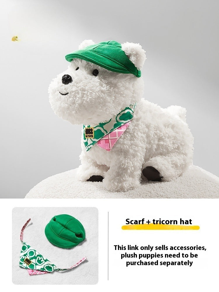 Babycare West Highland Plush Puppy Command Dog Scarf Hat Dog Clothes Set