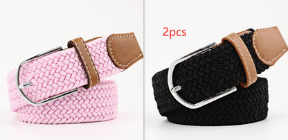 Women's Canvas Belt Casual Stretch Braided Buckle