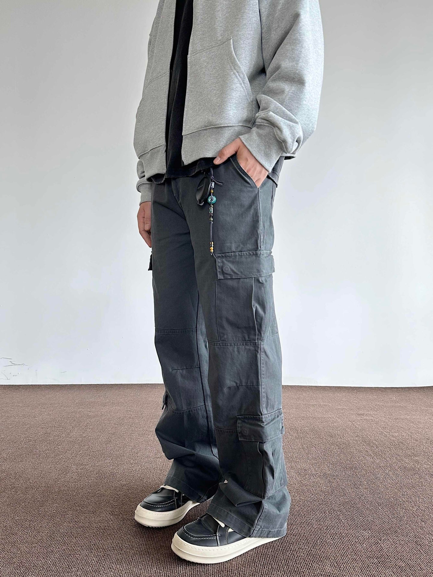 Retro Brushed Distressed Loose Straight Cargo Pants