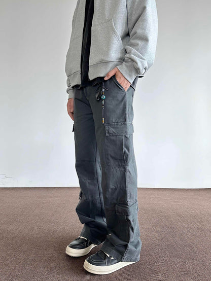 Retro Brushed Distressed Loose Straight Cargo Pants