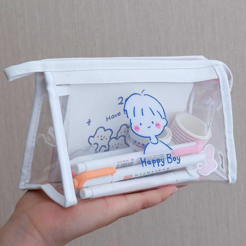 Japanese-Inspired Transparent Pencil Case for Girls