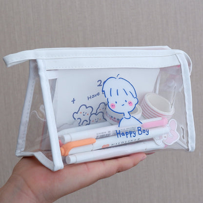 Japanese-Inspired Transparent Pencil Case for Girls