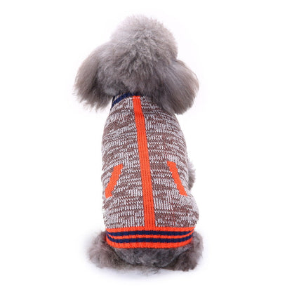 Pet Bone Stripe High Neck Christmas Sweater