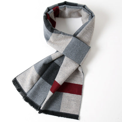 Simple Plaid Artificial Cashmere Warm Scarf