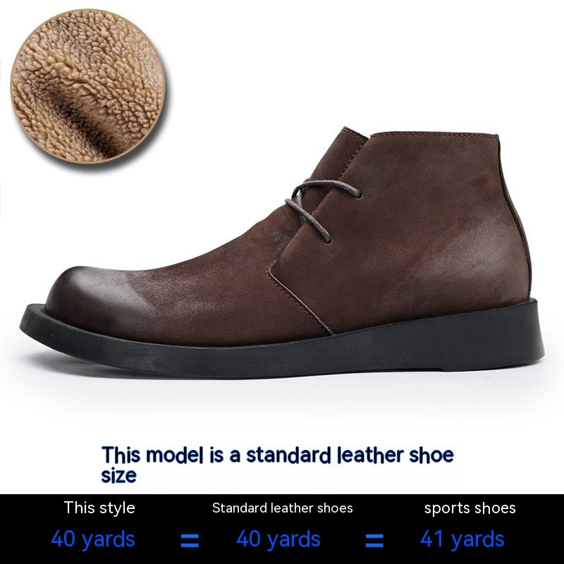 Short Lace-up Leather Mid-top Martin Boots