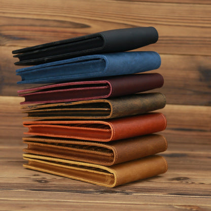 Men's Long Mobile Phone Bag Money Bag Head Layer Cowhide Crazy Ma Card Bag Wallet Card Clip Big Card Clip Thin