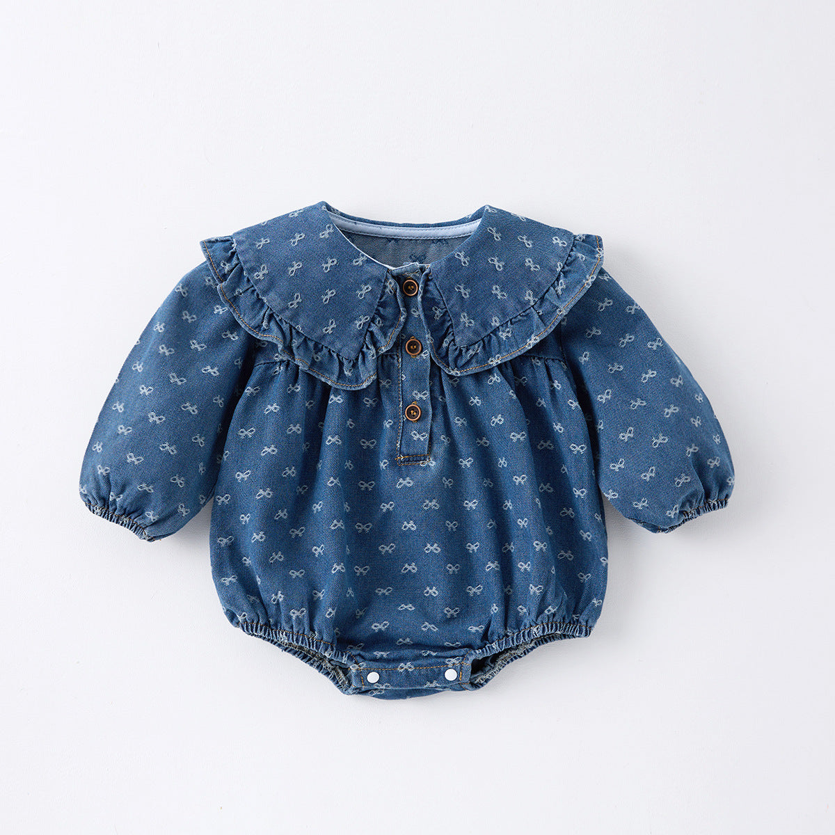 Toddler Denim Romper Triangle-style Crawling Suit Girls One-piece Dress