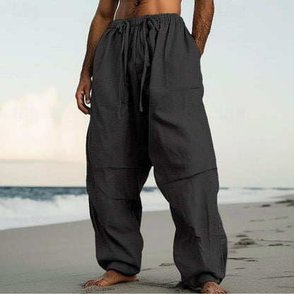 Beach Straight-leg Plain Color Daily Pants