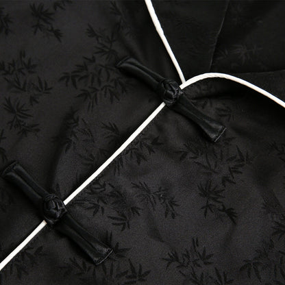 Striped Black Short Sleeve Turn-down Collar Shirt