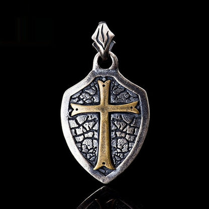 S925 Sterling Silver Cross Shield Pendant