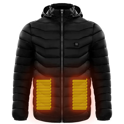 Men Heated Puffer Jacket Electric Heating Coat Insulated Hood Windbreaker 9Heat Zones