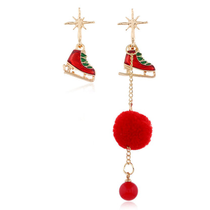 European American Christmas Snowflake Earrings