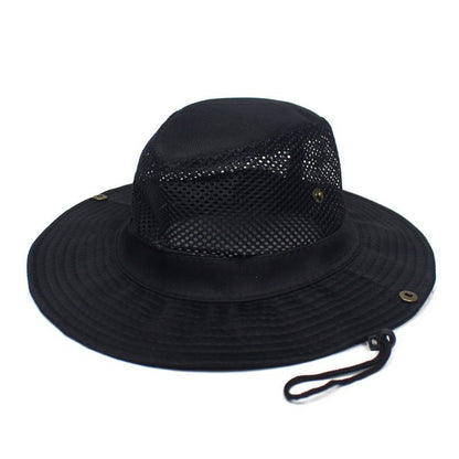 Patchwork Mesh Bucket Hat Sun Protection Foldable