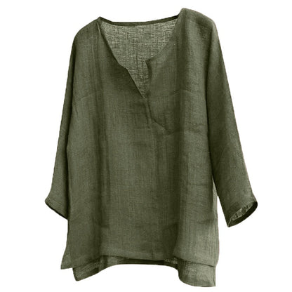 Chinese Style V-neck Men's Long-sleeved Shirt