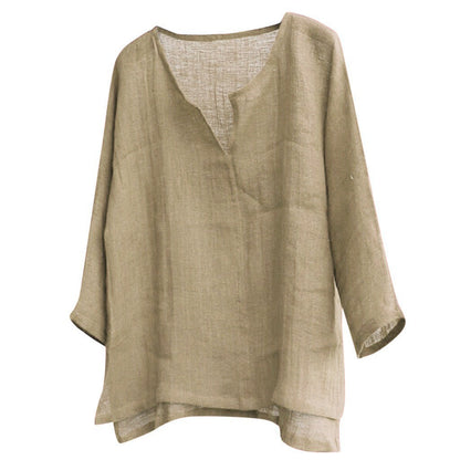 Chinese Style V-neck Men's Long-sleeved Shirt