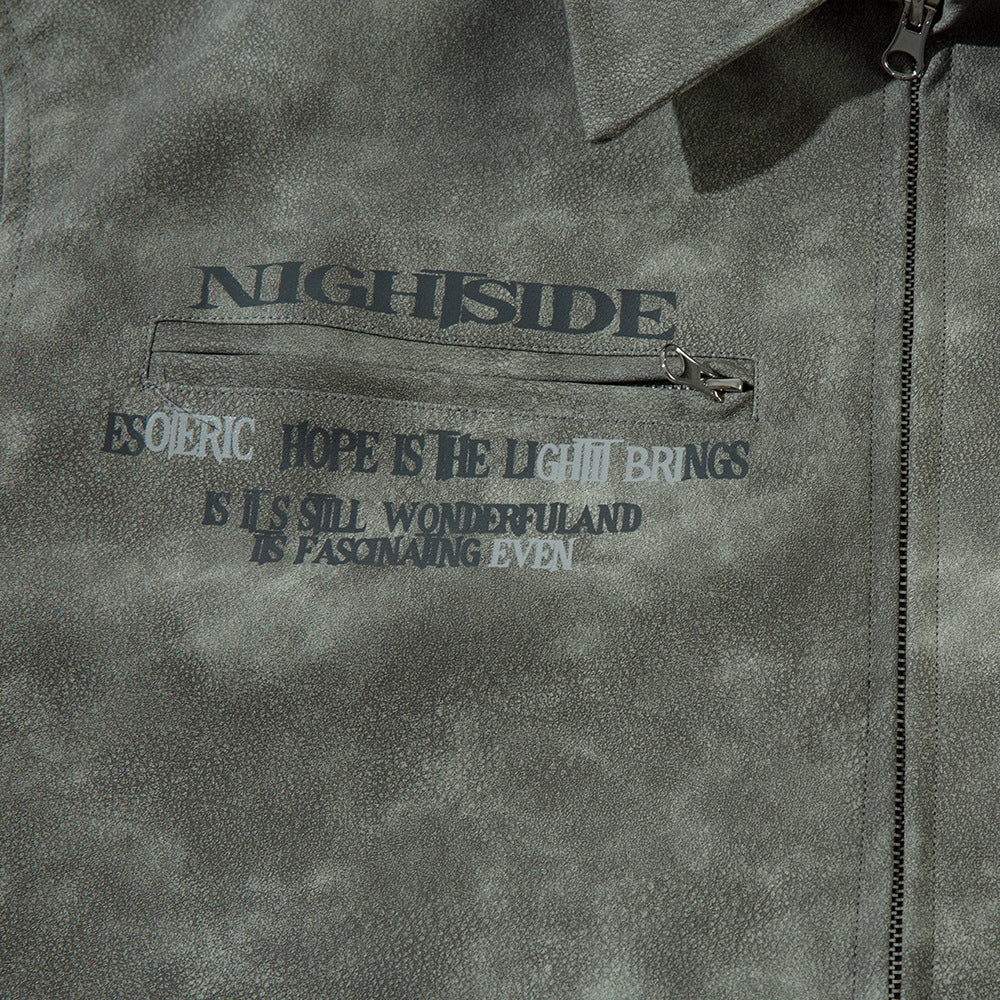 Men's Cross Print Loose Leather Jacket
