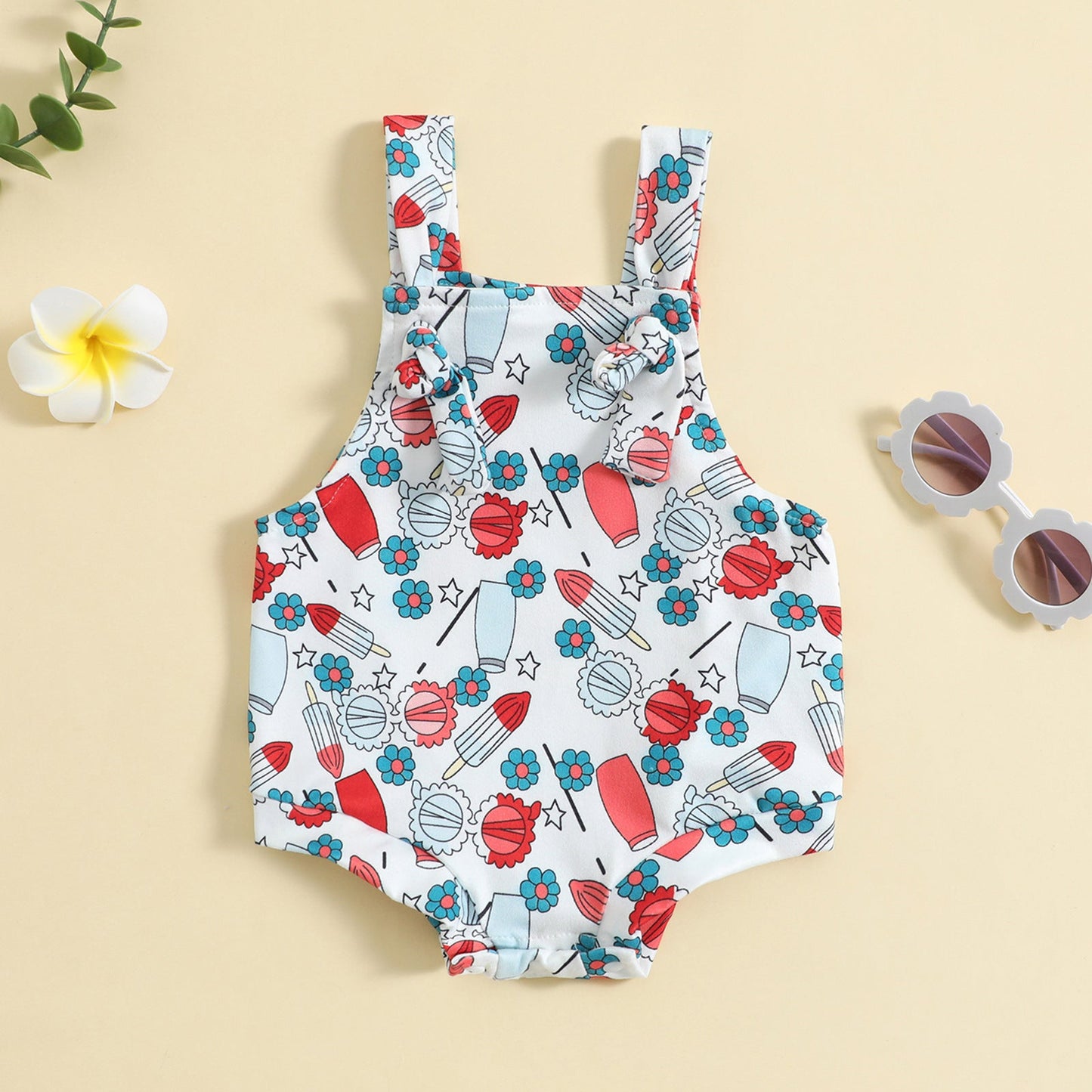 Baby Printed Front Knotted Suspender Pants