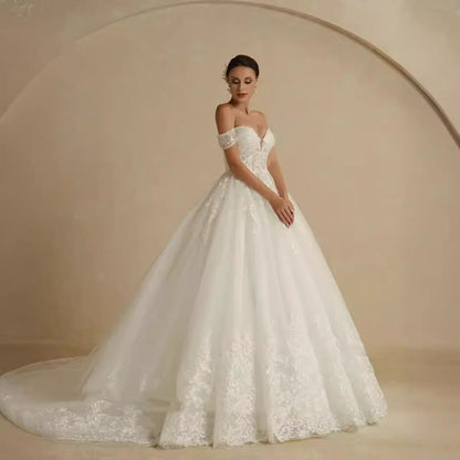 Off-Shoulder French Wedding Dress