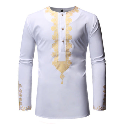 Men's Casual Long Sleeve Bronzing Polyester Shirt