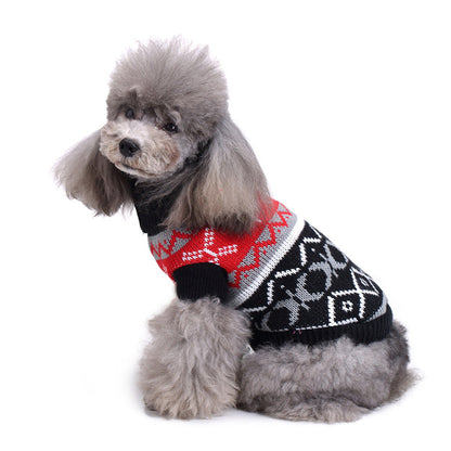 Pet Bone Stripe High Neck Christmas Sweater