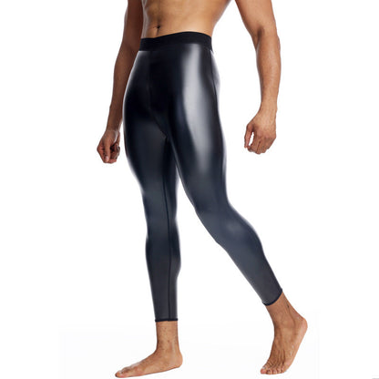 Seamless Butt-lift Mid Waist Fitness Leather Pants