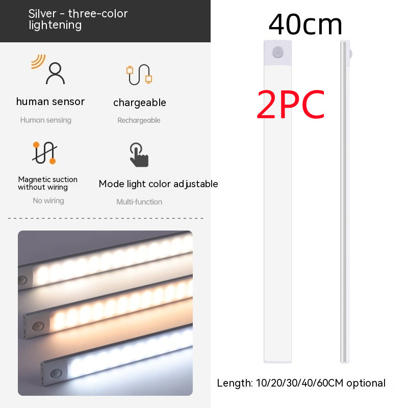 Smart Infrared Sensor Lamp Wireless Magnetic Long Cabinet Light With Rechargeable Hallway Wardrobe
