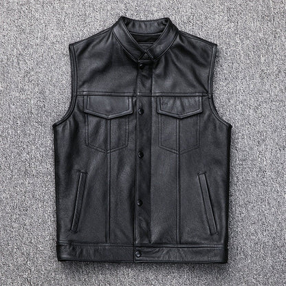Vest Vest Button Motorcycle Motor Bike Casual Leather Waistcoat Plus Size