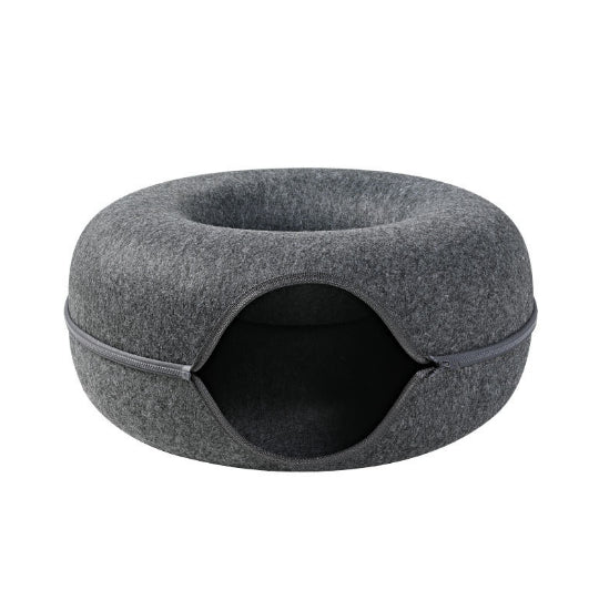 Four Seasons Available Cat Nest Round Woolen Felt Pet Dual-use Cat Nest Tunnel Interactive Training Toy Grey Felt Cat Nest