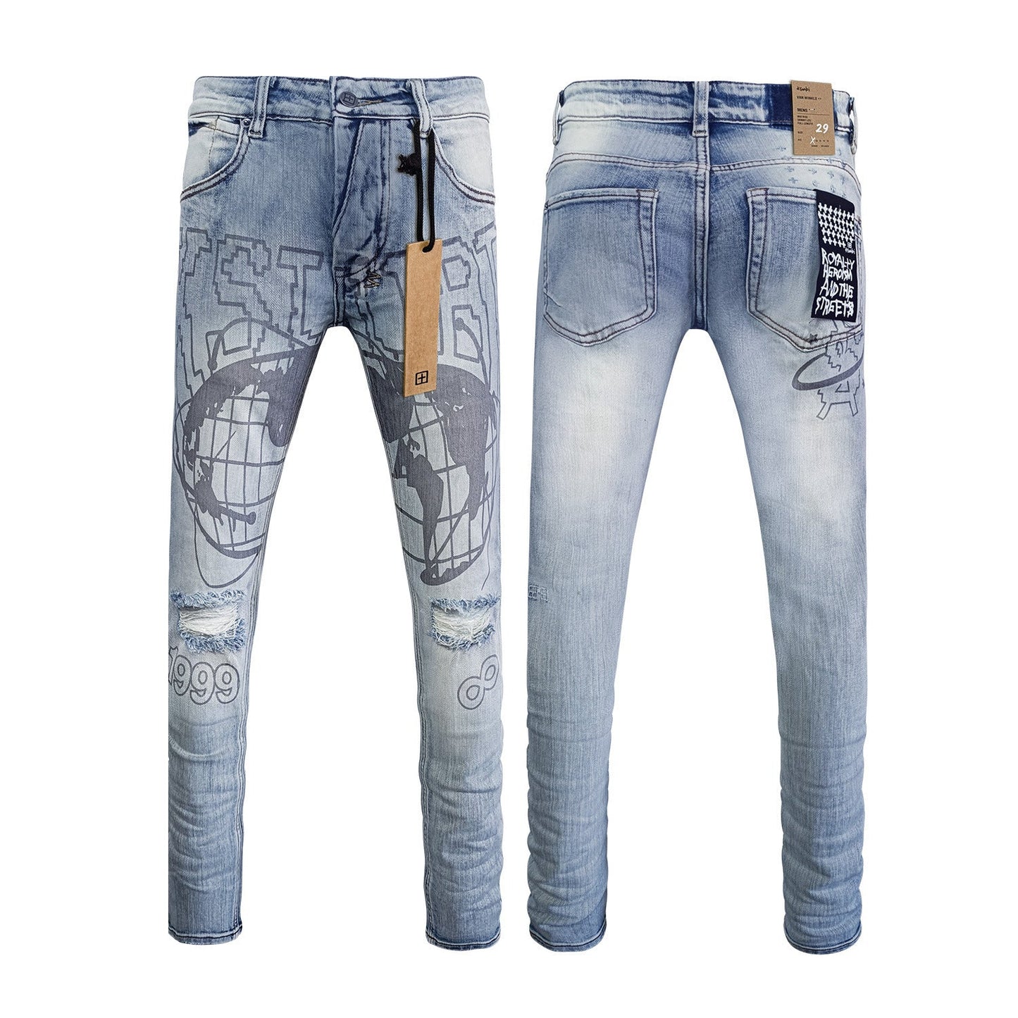 Straight Ripped Stretch Casual Men's Jeans