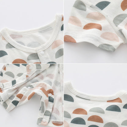 Light And Soft Bamboo Fiber Baby Jumpsuit Floral Animal Cute Print Spring Autumn Newborn Clothes Unisex Long Sleeve Baby Rompers For Boys Girls