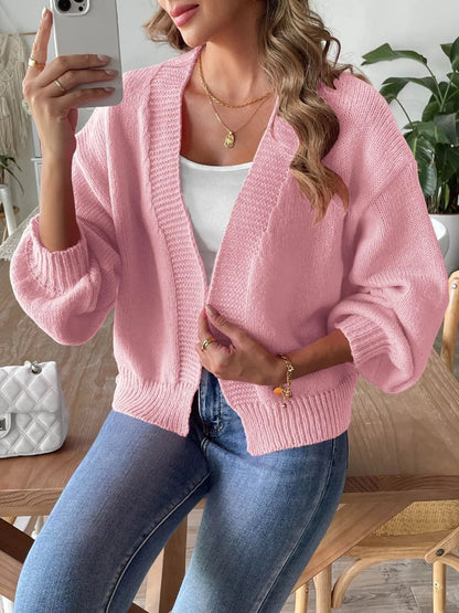 Autumn and winter lantern sleeve simple casual sweater jacket